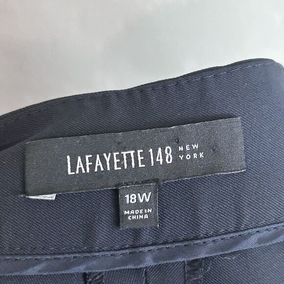 Lafayette 148 New York 'Menswear' Pants Women's 18W Navy Office Wool Wide Leg - Picture 5 of 8